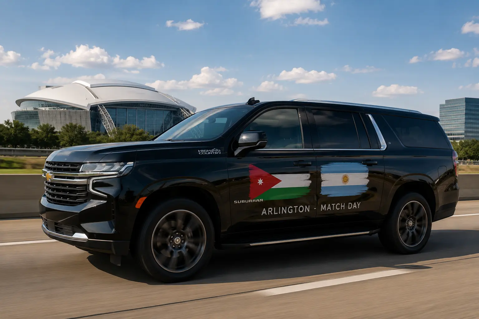 Jordan vs Argentina Arlington chauffeur service black car limo AT&T Stadium night match FIFA World Cup 2026