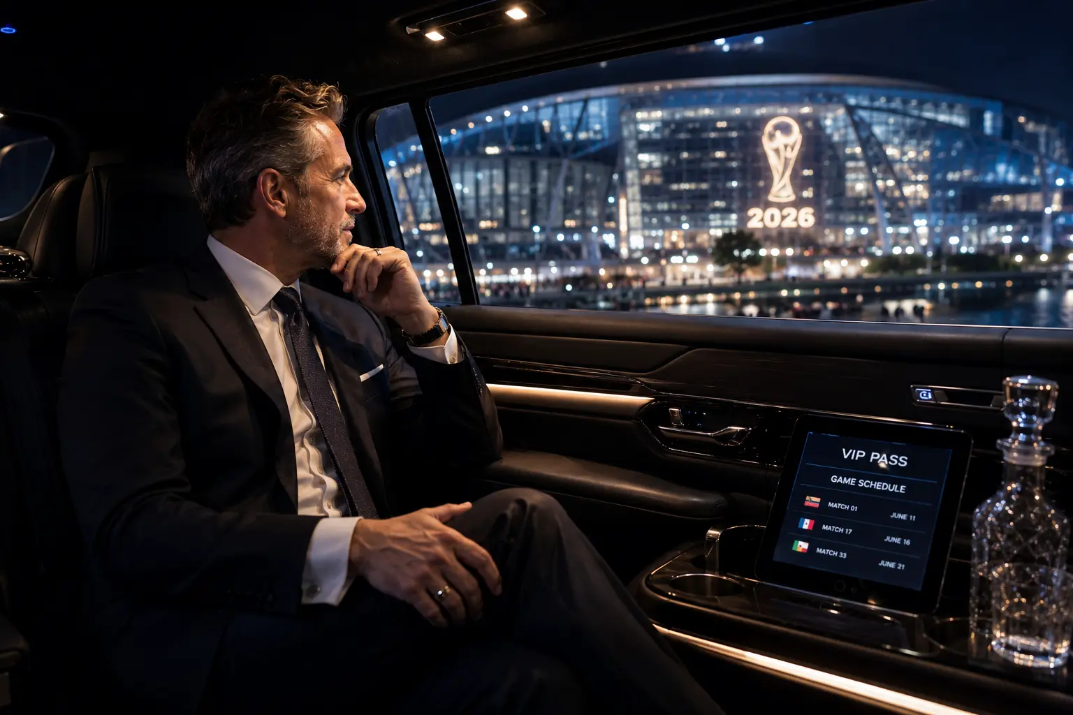 VIP Transportation FIFA World Cup 2026 — Corporate Chauffeur Service Texas — MG Luxury Limo VIP transportation FIFA World Cup 2026 corporate hospitality chauffeur executive SUV limo Dallas Houston Texas
