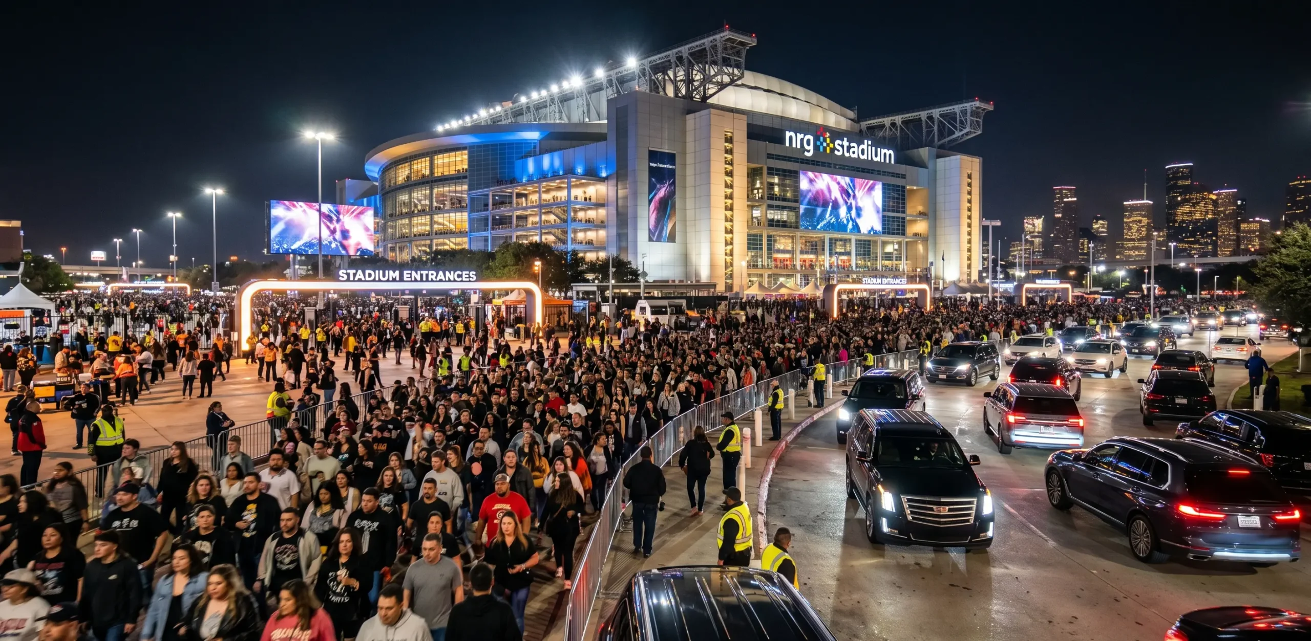 NRG Stadium Transportation Houston NRG Stadium transportation Houston event crowd night