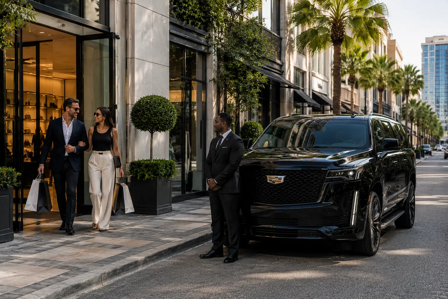 Hourly Chauffeur Service Houston chauffeur waiting in River Oaks