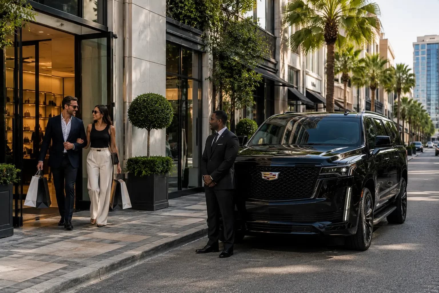 Hourly Chauffeur Service Houston chauffeur waiting in River Oaks