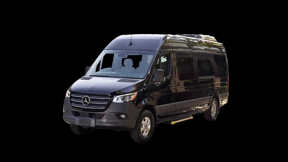 Black Mercedes Sprinter van