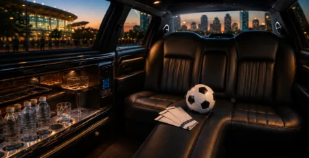 Luxury limo interior in Houston for World Cup transportation