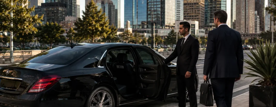 Casino Transportation Houston chauffeur opening car door for client in Houston